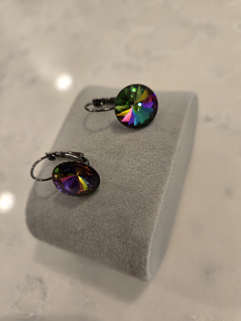 Electra Rivoli Crystal Drop Earrings - Multi-Color In Black Setting